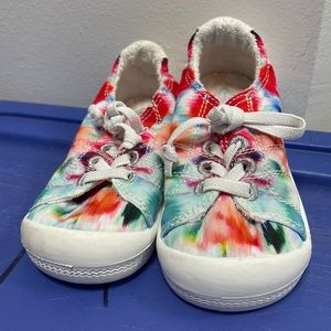 EUC Roxy Girl Toddler Bayshore Slip On Sneakers Shoes Tie Dye Multicolor Size 6